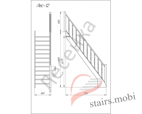 ЛЕС-12-У вид2 чертеж stairs.mobi