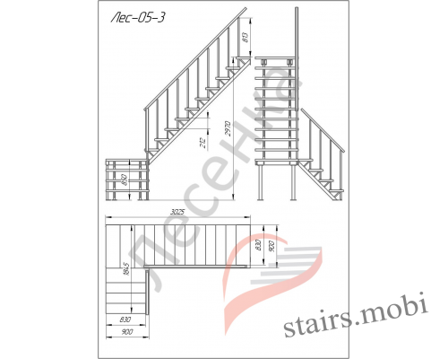 ЛЕС-05-3 вид2 чертеж stairs.mobi