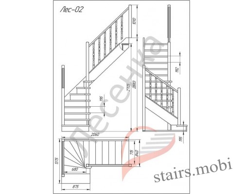 ЛЕС-02 вид2 чертеж stairs.mobi