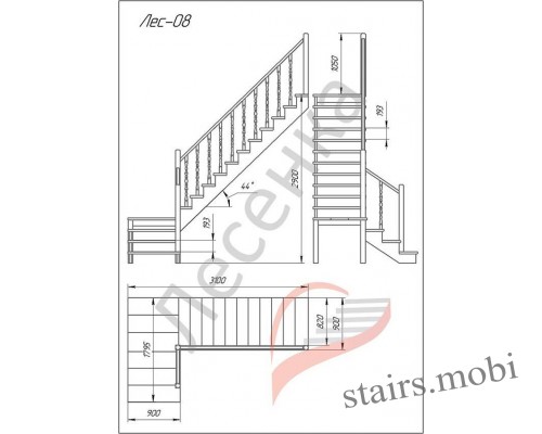ЛЕС-08-У вид2 чертеж stairs.mobi