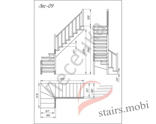 ЛЕС-09-У вид2 чертеж stairs.mobi