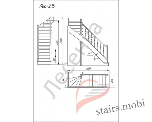 ЛЕС-215-У вид2 чертеж  stairs.mobi