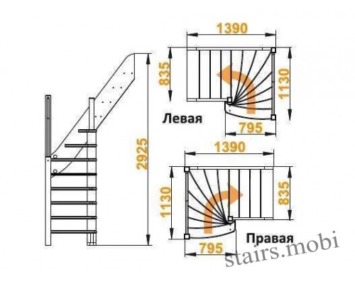 ЛС-91М из сосны +1 ступень сверху вид4 чертеж stairs.mobi